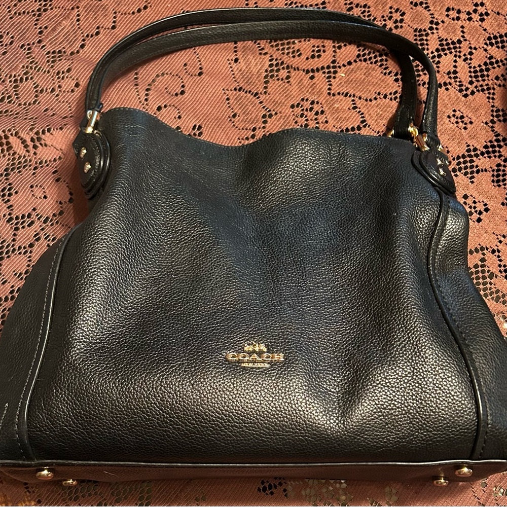 Cute Coach Black Leather Hobo Bag/Purse